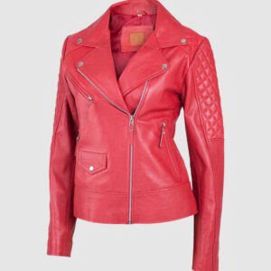 UB Fashion Pinkish Red color leather jacket made from 100% lamb skin.