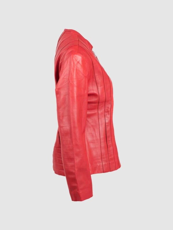 UB Fashion Pinkish Red color leather jacket made from 100% lamb skin.