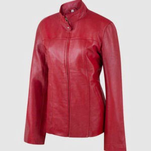 Red color leather jacket made from 100% lamb skin.