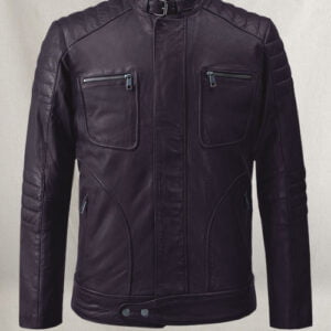 UB Fashion Dark Purple Bomber Leather Jacket