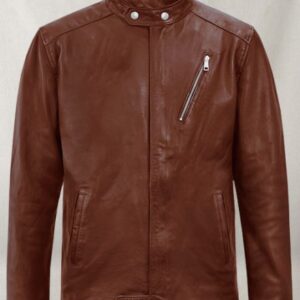 UB Fashion Brown Bomber Leather Jacket