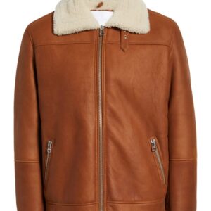 UB Fashion Brown Bomber Leather Jacket