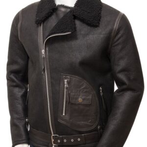 UB Fashion Dark Brown color bomber leather jacket made from 100% lamb skin.