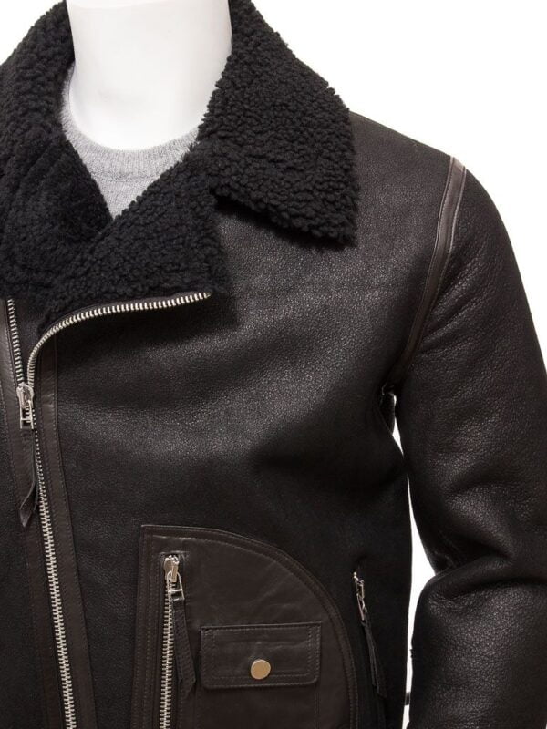 UB Fashion Dark Brown color bomber leather jacket made from 100% lamb skin.