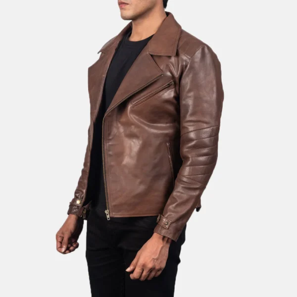 UB FASHION RAIDEN BROWN LEATHER BIKER JACKET