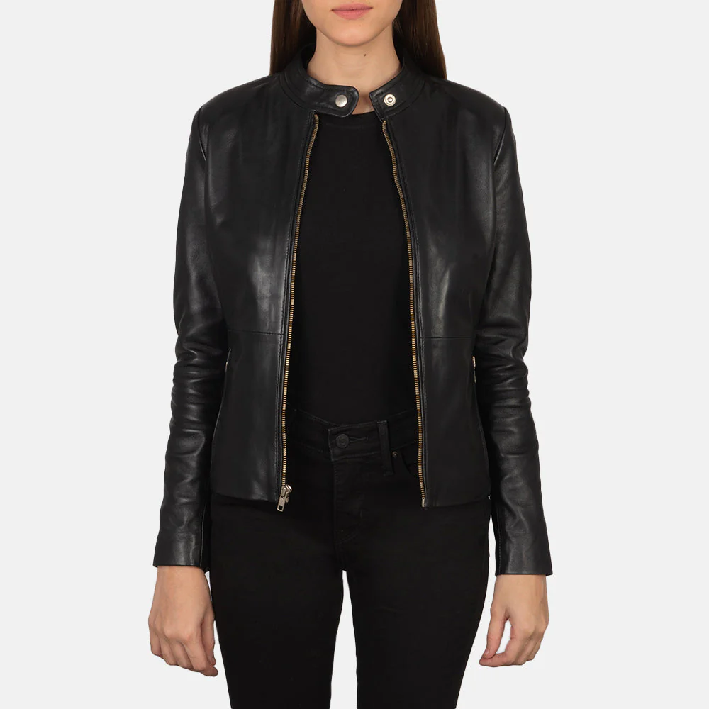 UB FASHION RAVE BLACK LEATHER BIKER JACKET