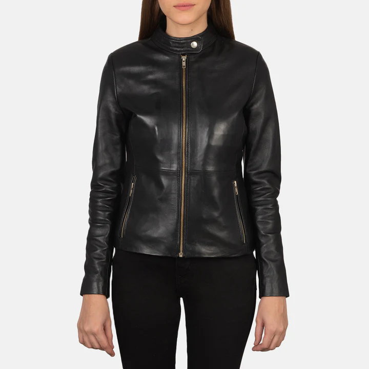UB FASHION RAVE BLACK LEATHER BIKER JACKET