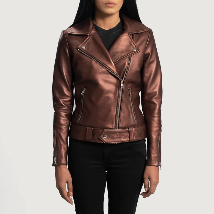 UB FASHION RUMY BLACK LEATHER BIKER JACKET