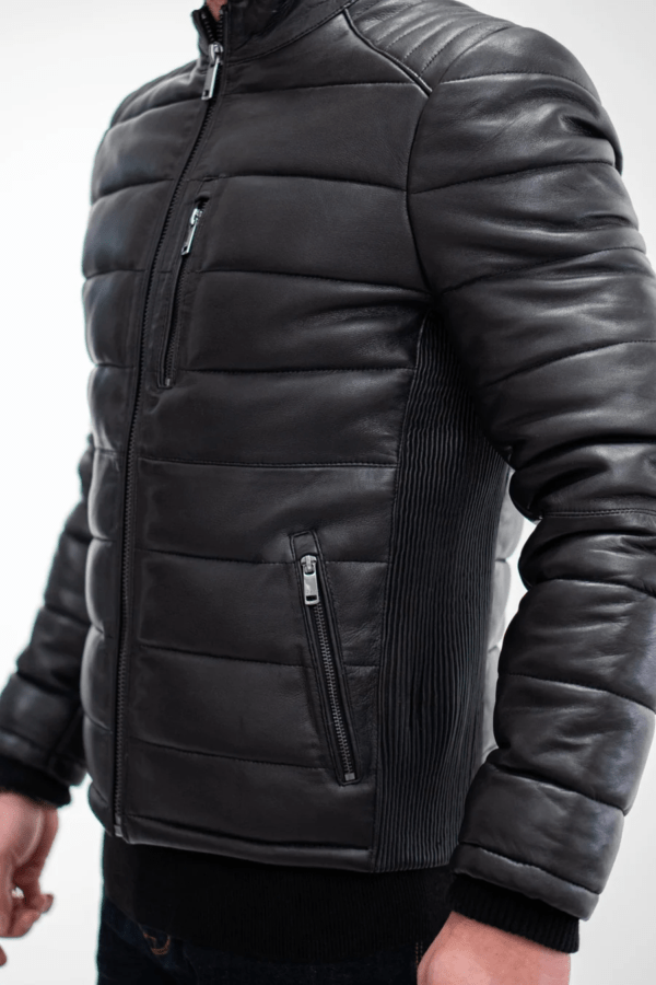 UB Fashion Doute” black quilted leather jacket