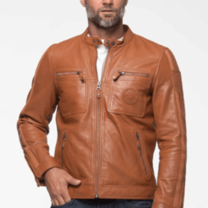 UB Fashion Perfecto Camel Color Leather Jacket