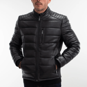 UB Fashion Doute” black quilted leather jacket