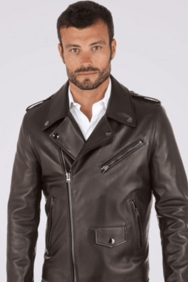 UB Fashion Brown leather jacket