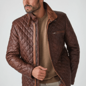 UB Fashion ROYAL Camel Padded Leather Jacket