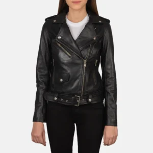 UB FASHION ALISON BLACK LEATHER BIKER JACKET