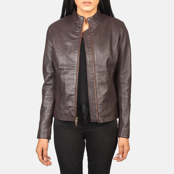 UB FASHION RUMELLA BLACK LEATHER BIKER JACKET