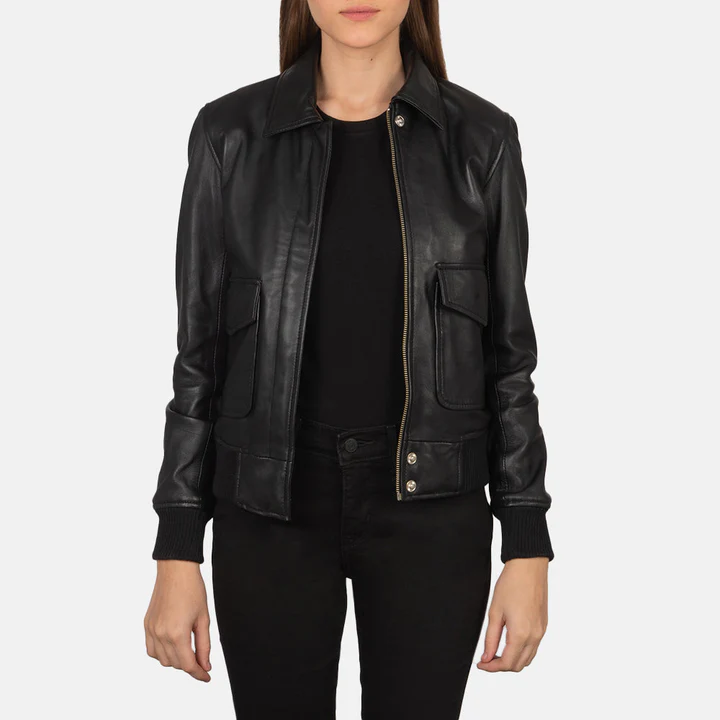 UB FASHION WESTA A-2 BROWN LEATHER BOMBER JACKET