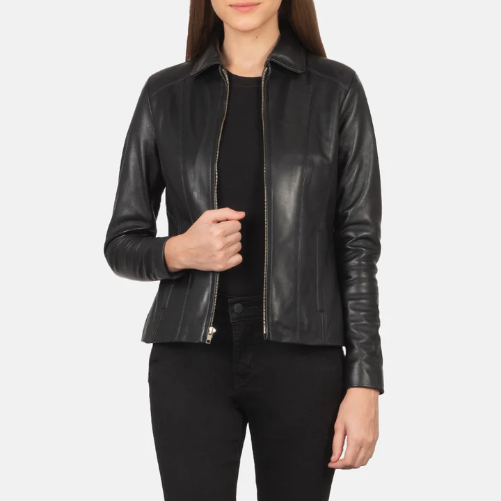 UB FASHION COLETTE BLACK LEATHER JACKET