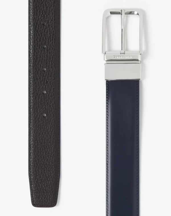UB FASHION Navy blue elk print leather belt