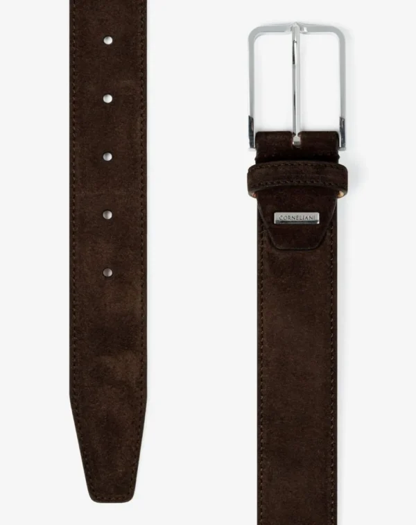 UB FASHION Brown suede belt with silver buckle