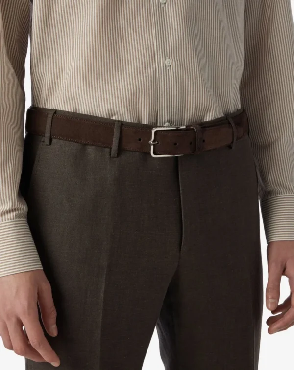 UB FASHION Brown suede belt with silver buckle
