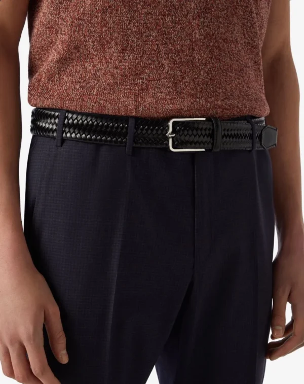 UB FASHION Black braided regenerated leather belt