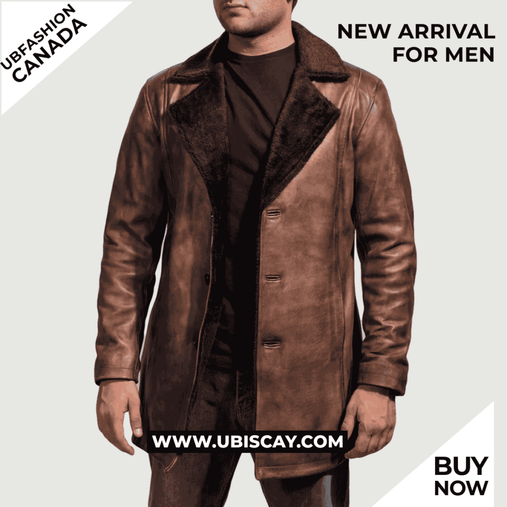 UB FASHION CINNAMON DISTRESSED LEATHER FUR COAT