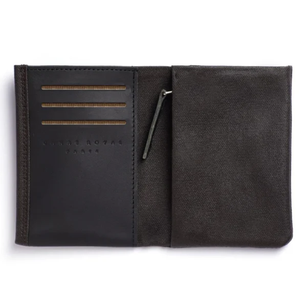 UB FASHION Brown Minimalist Canvas and Leather Wallet