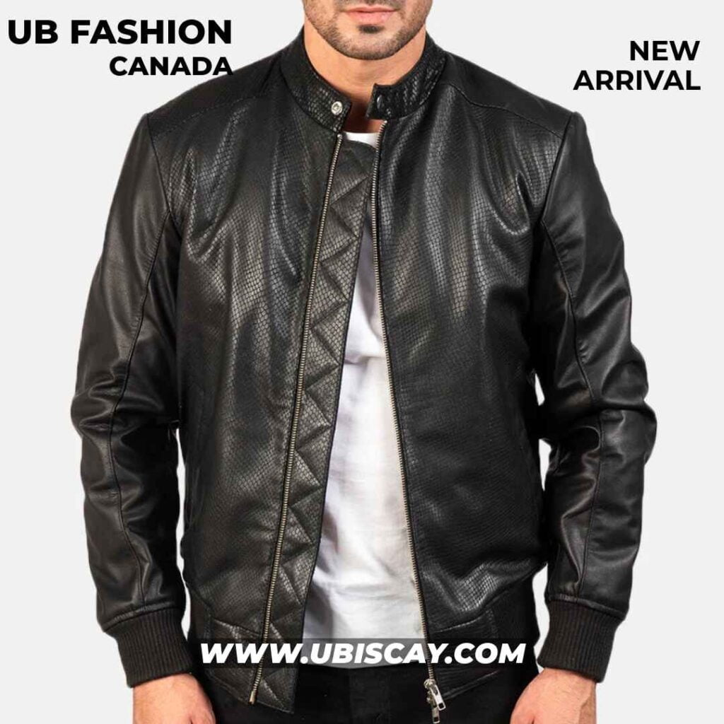 UB FASHION AVAN BLACK LEATHER BOMBER JACKET UB FASHION AVAN BLACK LEATHER BOMBER JACKET