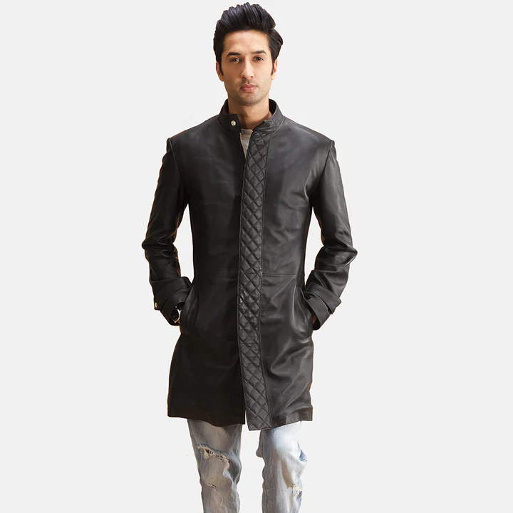UB Fashion Midlander Quilted Black Leather Coat
